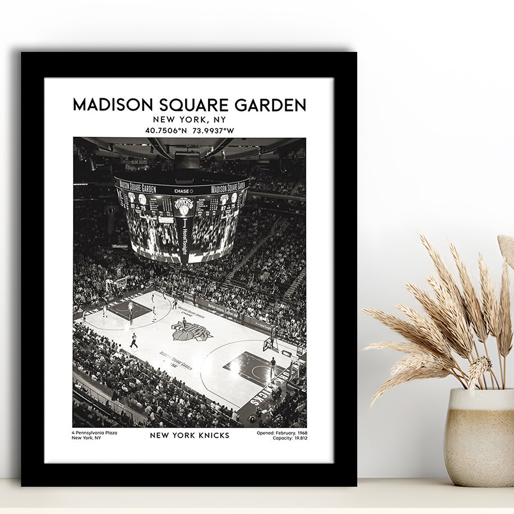 Madison Square Garden Stadium Black And White, New York Basketball Stadium Wall Art, Framed Art Prints Wall Decor