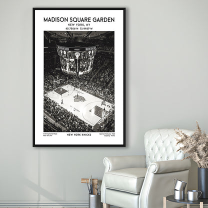 Madison Square Garden Stadium Black And White, New York Basketball Stadium Wall Art, Framed Canvas Prints Wall Art