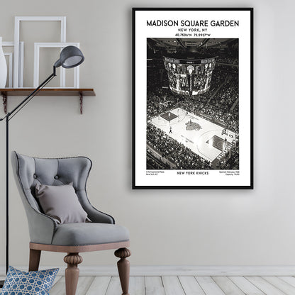 Madison Square Garden Stadium Black And White, New York Basketball Stadium Wall Art, Framed Canvas Prints Wall Art