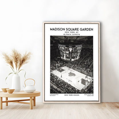Madison Square Garden Stadium Black And White, New York Basketball Stadium Wall Art, Framed Canvas Prints Wall Art