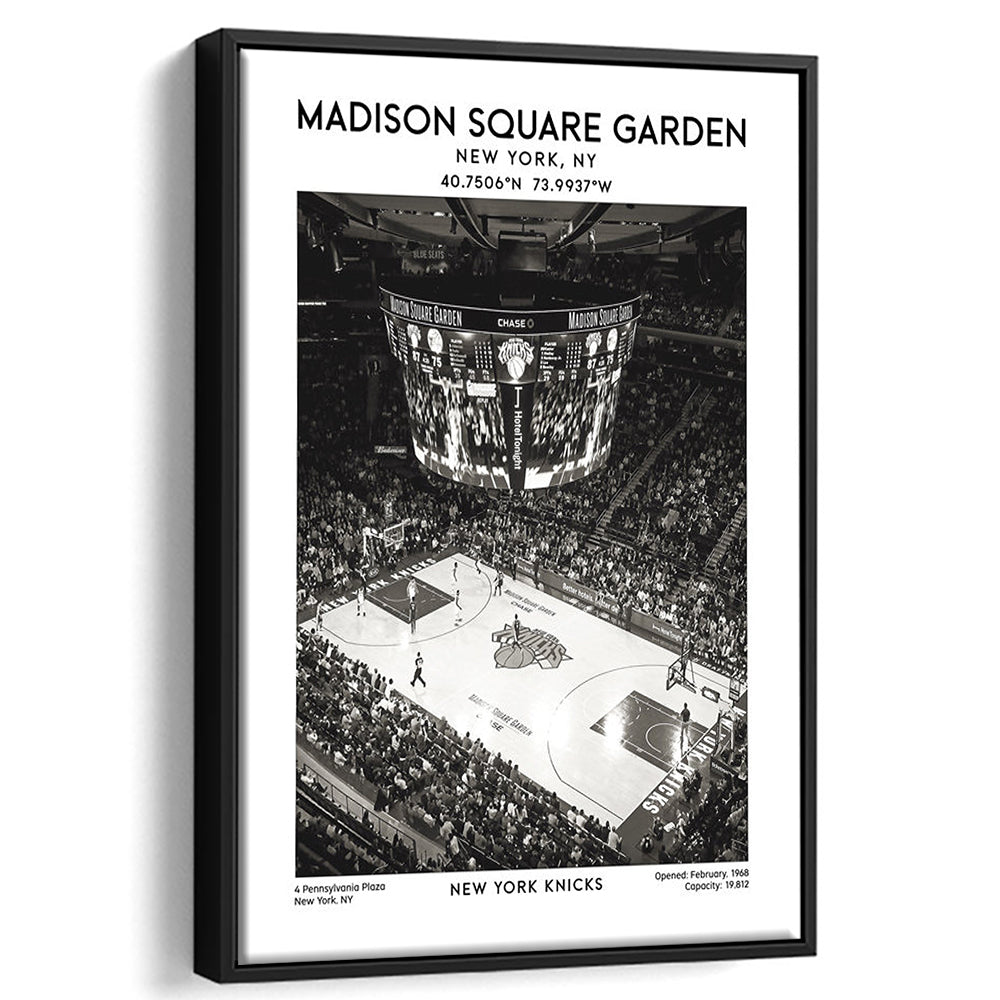 Madison Square Garden Stadium Black And White, New York Basketball Stadium Wall Art, Framed Canvas Prints Wall Art
