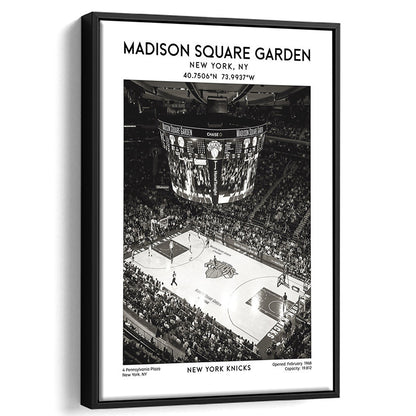 Madison Square Garden Stadium Black And White, New York Basketball Stadium Wall Art, Framed Canvas Prints Wall Art