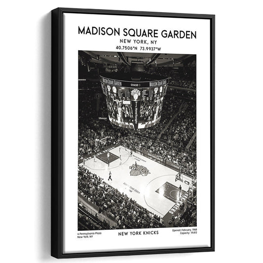 Madison Square Garden Stadium Black And White, New York Basketball Stadium Wall Art, Framed Canvas Prints Wall Art