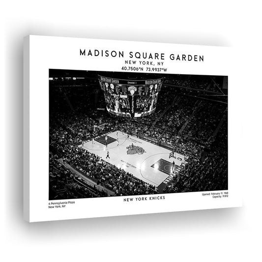 Madison Square Garden Stadium Black And White, NY Knicks Basketball Stadium Print, Canvas Print Wall Art, Man Cave Gift