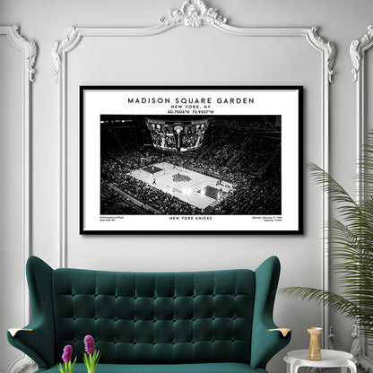 Madison Square Garden Stadium Black And White, NY Knicks Basketball Stadium Print, Framed Art Print Wall Decor