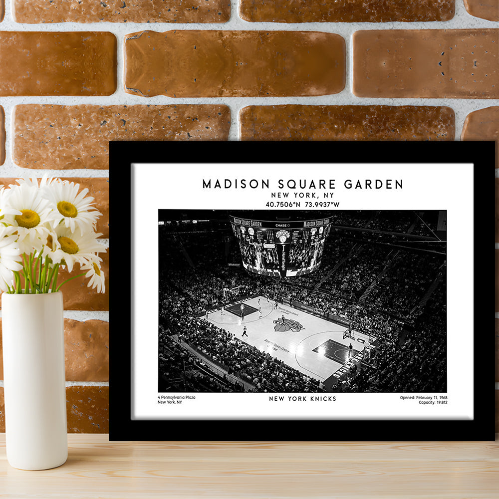 Madison Square Garden Stadium Black And White, NY Knicks Basketball Stadium Print, Framed Art Print Wall Decor