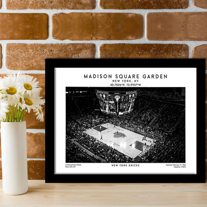 Madison Square Garden Stadium Black And White, NY Knicks Basketball Stadium Print, Framed Art Print Wall Decor