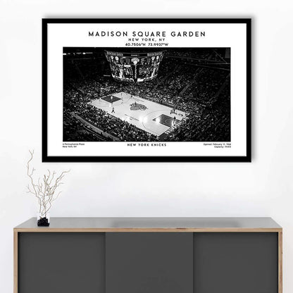 Madison Square Garden Stadium Black And White, NY Knicks Basketball Stadium Print, Framed Art Print Wall Decor