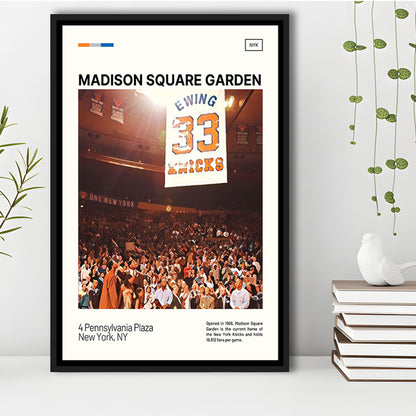 Madison Square Garden Print, NY Knicks Stadium Canvas Art100, Man Cave Gift, Floating Framed Canvas Print Wall Art