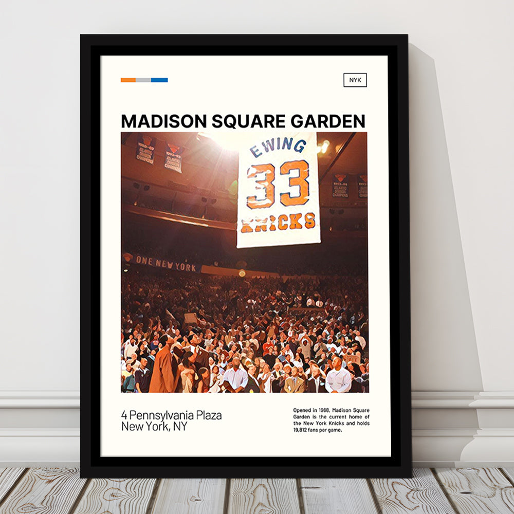 Madison Square Garden Print, NY Knicks Stadium Canvas Art100, Man Cave Gift, Floating Framed Canvas Print Wall Art