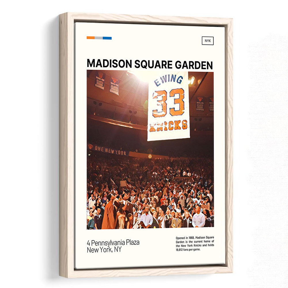 Madison Square Garden Print, NY Knicks Stadium Canvas Art100, Man Cave Gift, Floating Framed Canvas Print Wall Art
