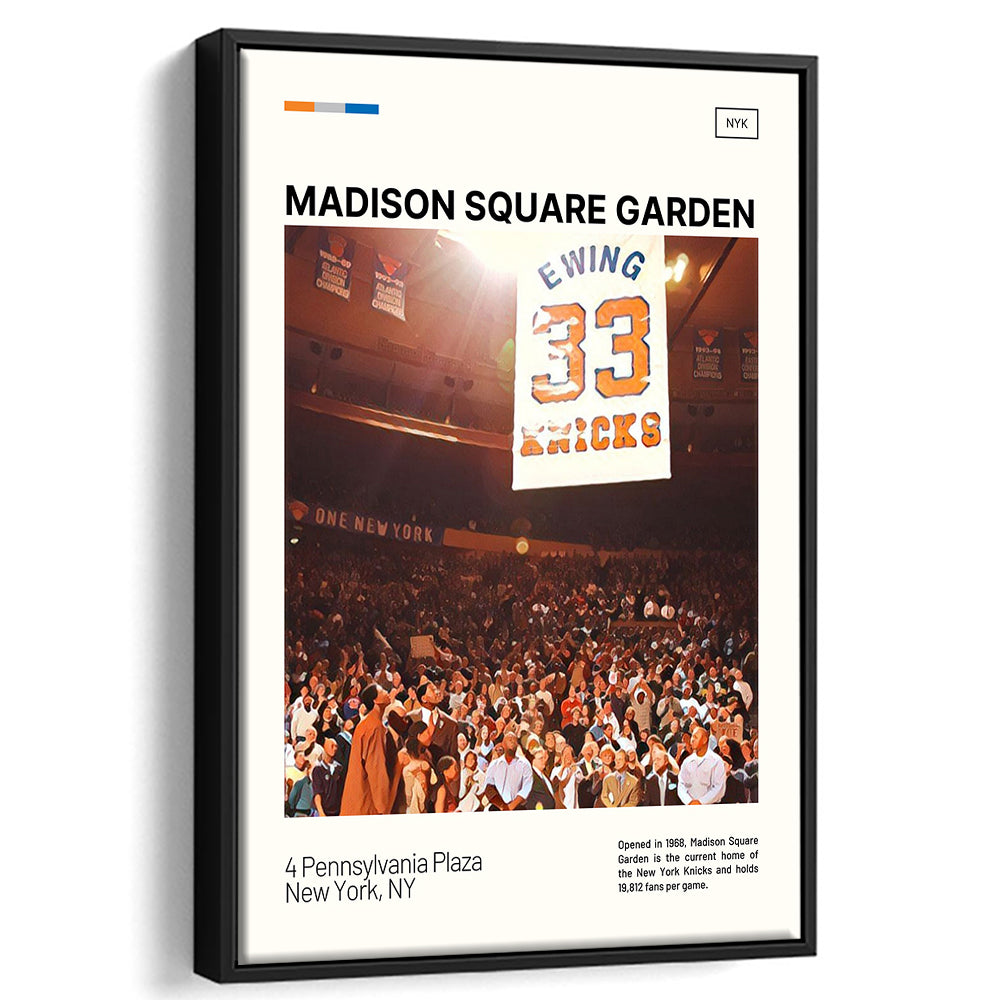 Madison Square Garden Print, NY Knicks Stadium Canvas Art100, Man Cave Gift, Floating Framed Canvas Print Wall Art