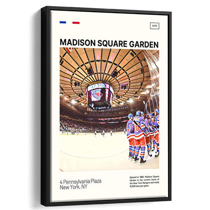Madison Square Garden Print, NY Rangers Stadium Canvas Art, Man Cave Gift, Floating Framed Canvas Print Wall Art