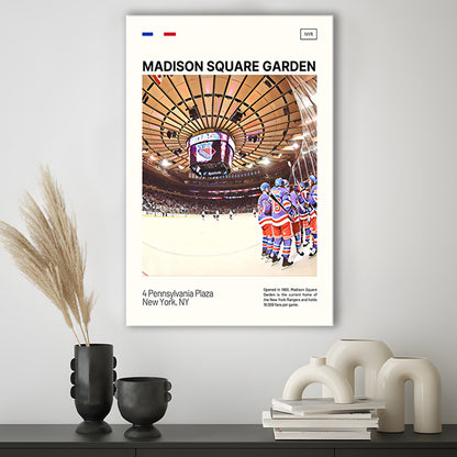 Madison Square Garden Print, NY Rangers Stadium Canvas Art, Fan Gifts, Sport Art, Canvas Print Wall Art