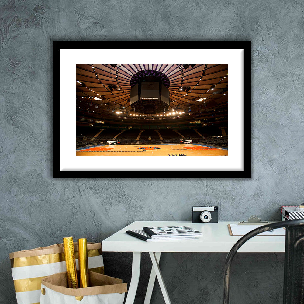 Madison Square Garden, Stadium Canvas, Sport Art, Gift for him, White Border Framed Art Print Wall Decor