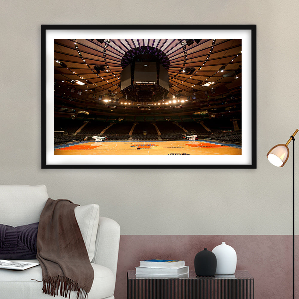 Madison Square Garden, Stadium Canvas, Sport Art, Gift for him, White Border Framed Art Print Wall Decor