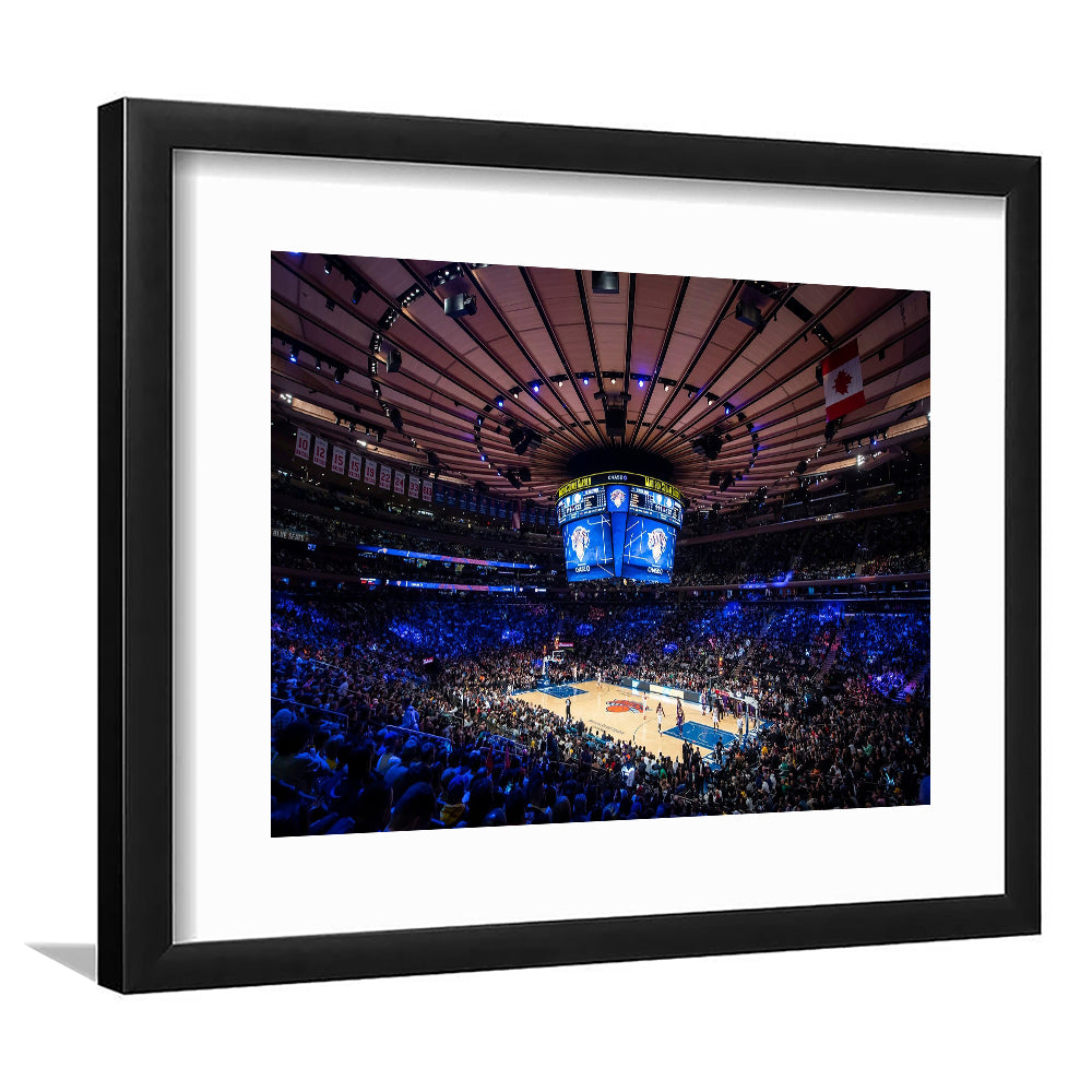 Madison Square Garden Stadium, Stadium Canvas, Sport Art, Gift for him, White Border Framed Art Print Wall Decor