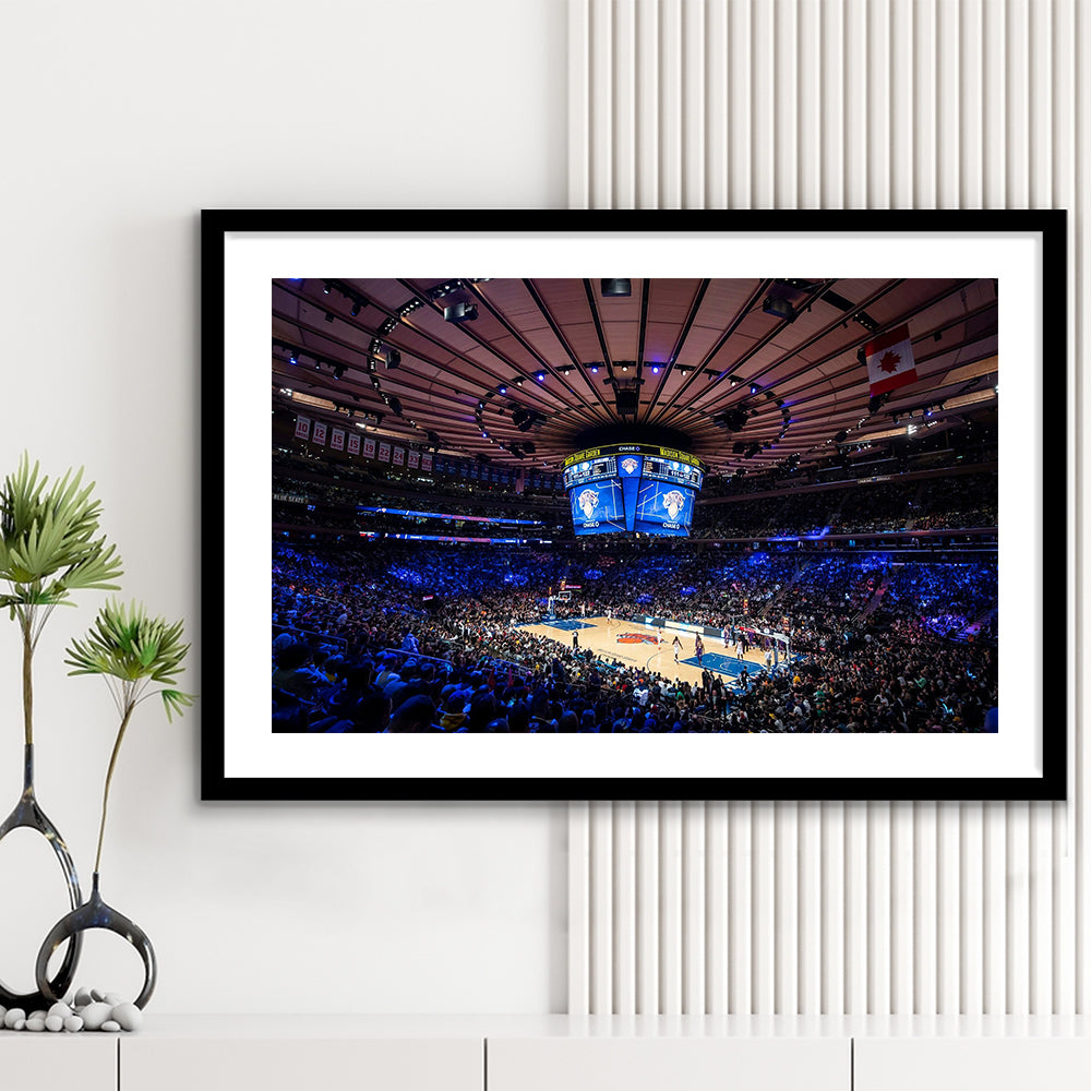 Madison Square Garden Stadium, Stadium Canvas, Sport Art, Gift for him, White Border Framed Art Print Wall Decor