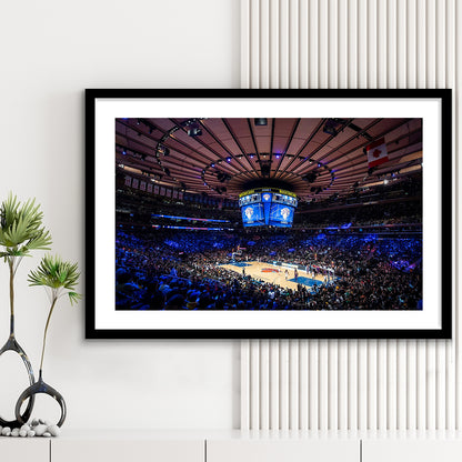 Madison Square Garden Stadium, Stadium Canvas, Sport Art, Gift for him, White Border Framed Art Print Wall Decor