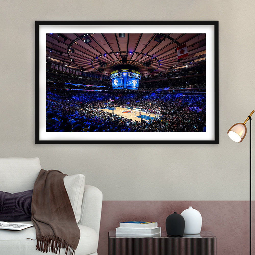 Madison Square Garden Stadium, Stadium Canvas, Sport Art, Gift for him, White Border Framed Art Print Wall Decor
