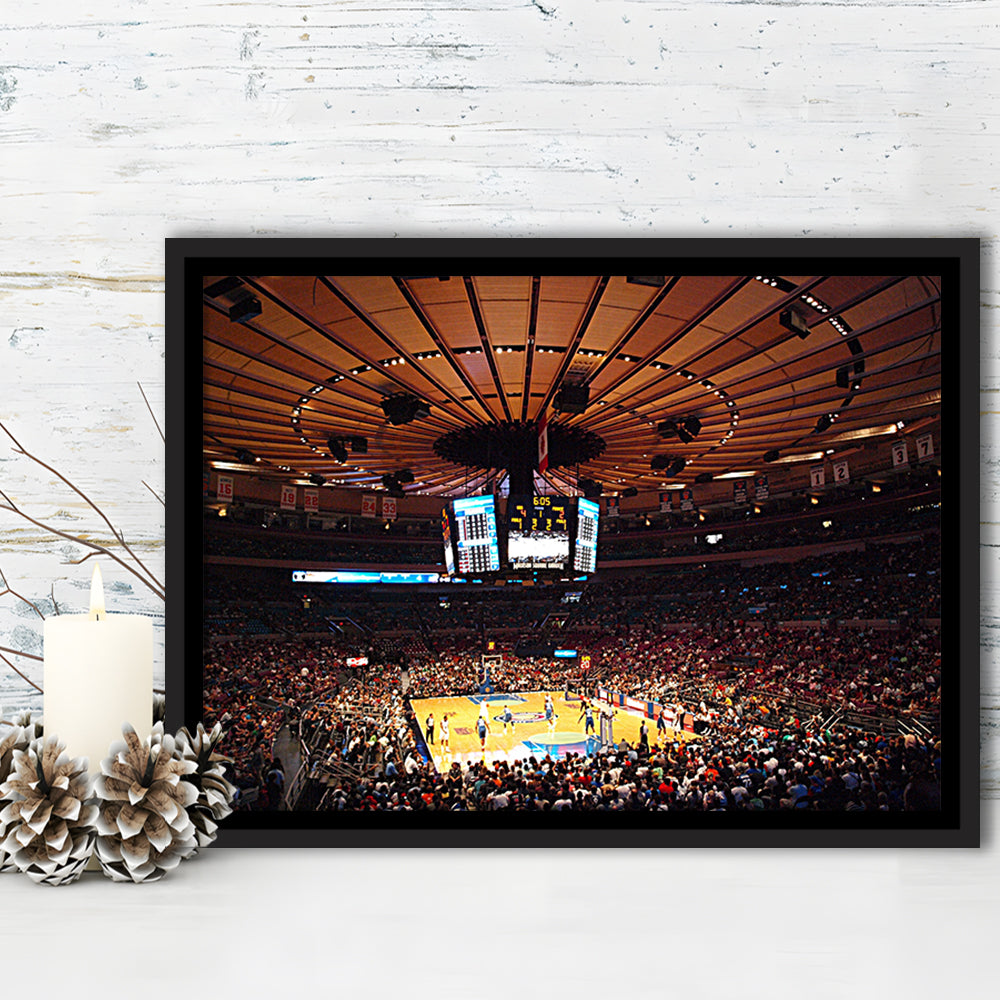 Madison Square Garden in New York, Stadium Canvas, Sport Art, Framed Canvas Print Wall Art, Floating Frame