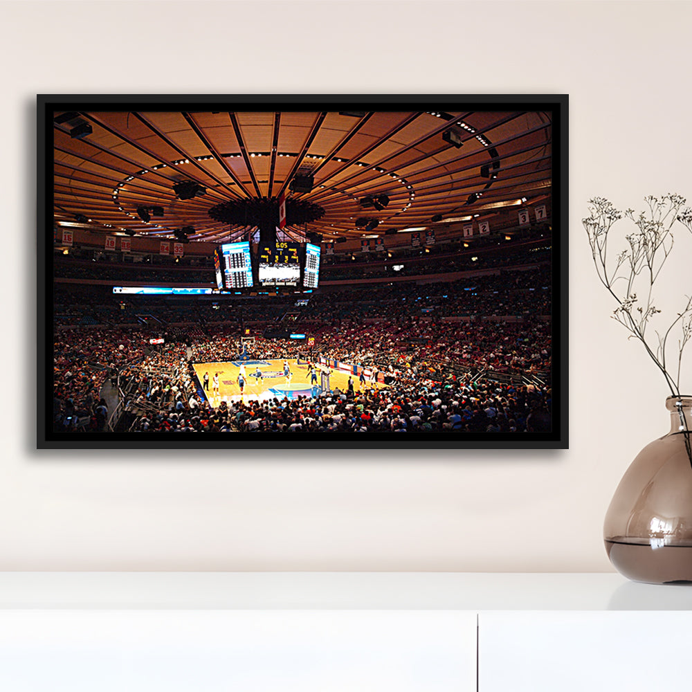 Madison Square Garden in New York, Stadium Canvas, Sport Art, Framed Canvas Print Wall Art, Floating Frame