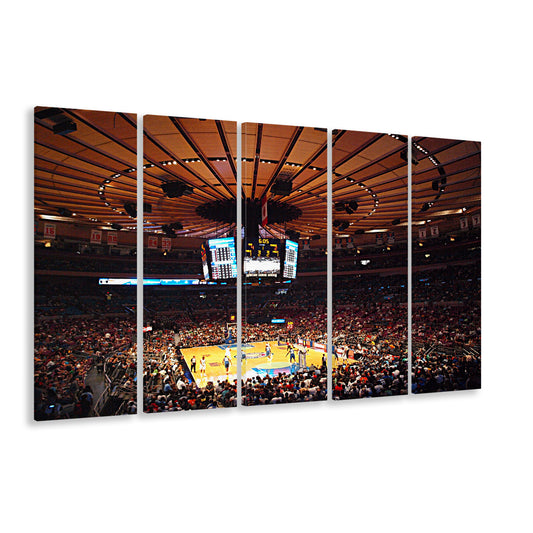 Madison Square Garden in New York, Stadium Canvas, Sport Art, 5 Panel B, Extra Large Canvas, Canvas Print Wall Art