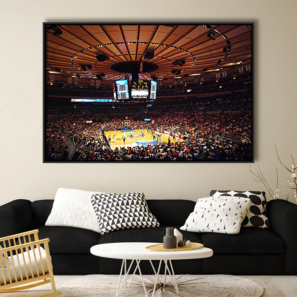 Madison Square Garden in New York, Stadium Canvas, Sport Art, Framed Canvas Print Wall Art, Floating Frame