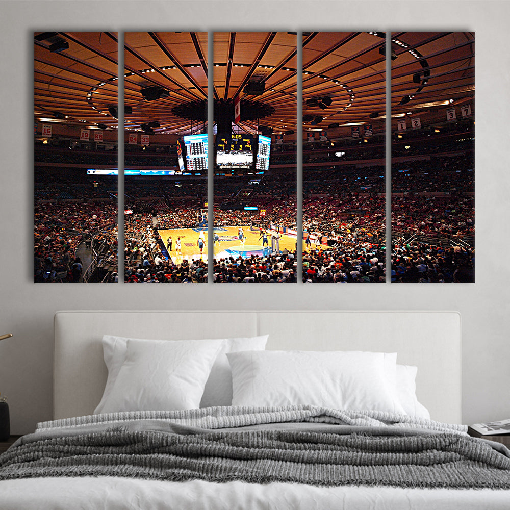 Madison Square Garden in New York, Stadium Canvas, Sport Art, 5 Panel B, Extra Large Canvas, Canvas Print Wall Art