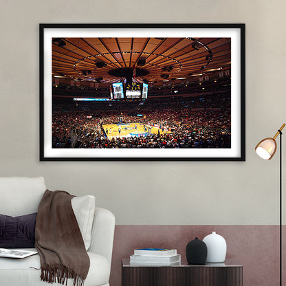 Madison Square Garden in New York, Stadium Canvas, Sport Art, Gift for him, White Border Framed Art Print Wall Decor