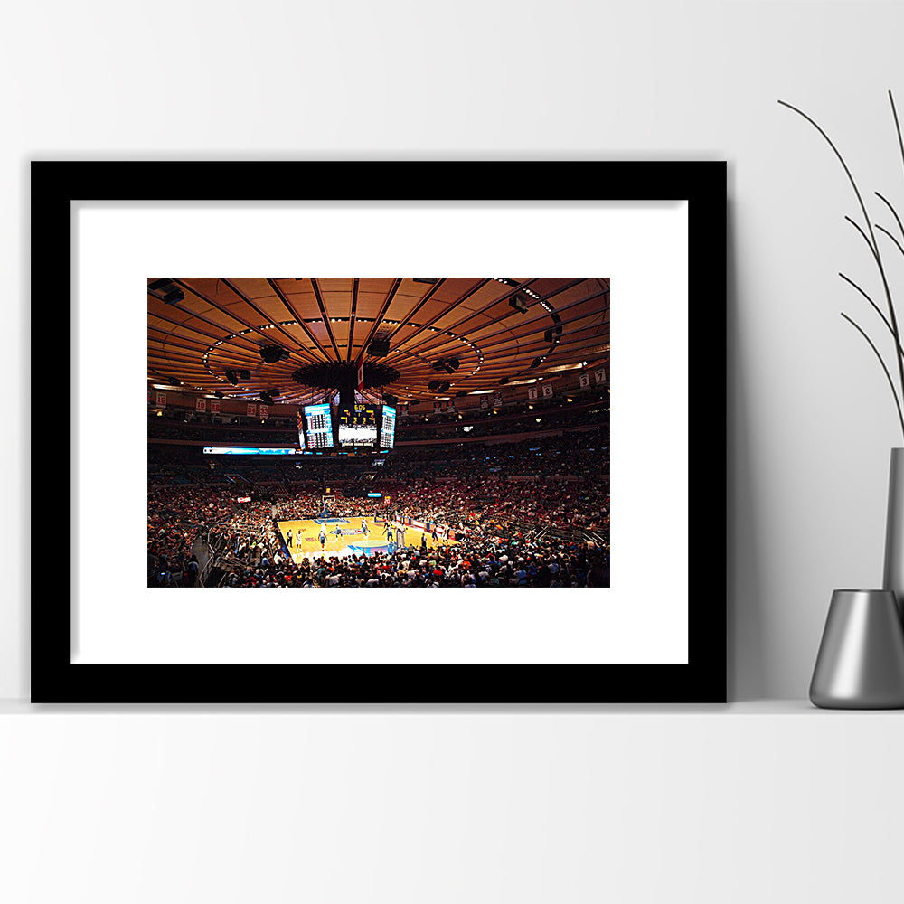 Madison Square Garden in New York, Stadium Canvas, Sport Art, Gift for him, White Border Framed Art Print Wall Decor