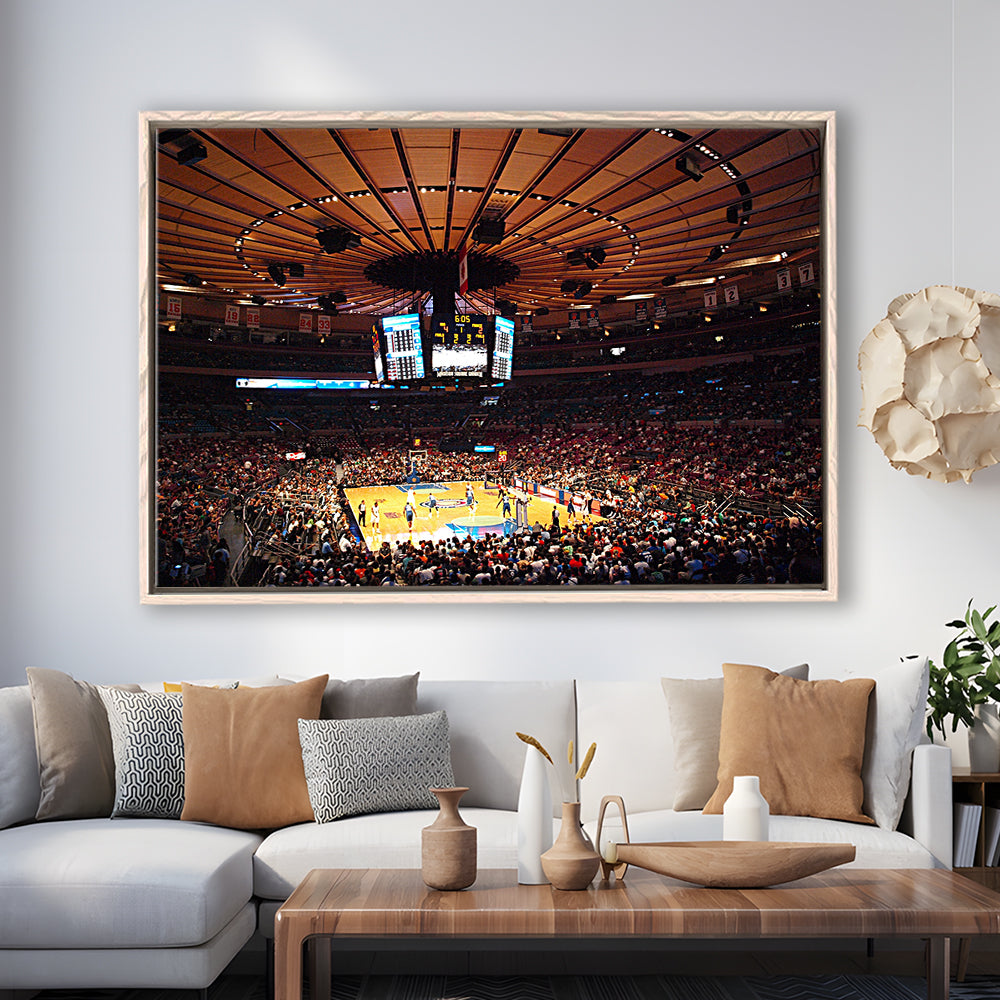 Madison Square Garden in New York, Stadium Canvas, Sport Art, Framed Canvas Print Wall Art, Floating Frame