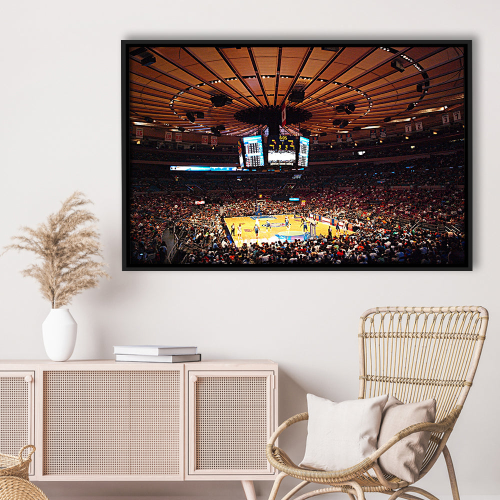 Madison Square Garden in New York, Stadium Canvas, Sport Art, Framed Canvas Print Wall Art, Floating Frame