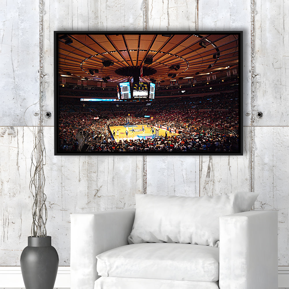 Madison Square Garden in New York, Stadium Canvas, Sport Art, Framed Canvas Print Wall Art, Floating Frame