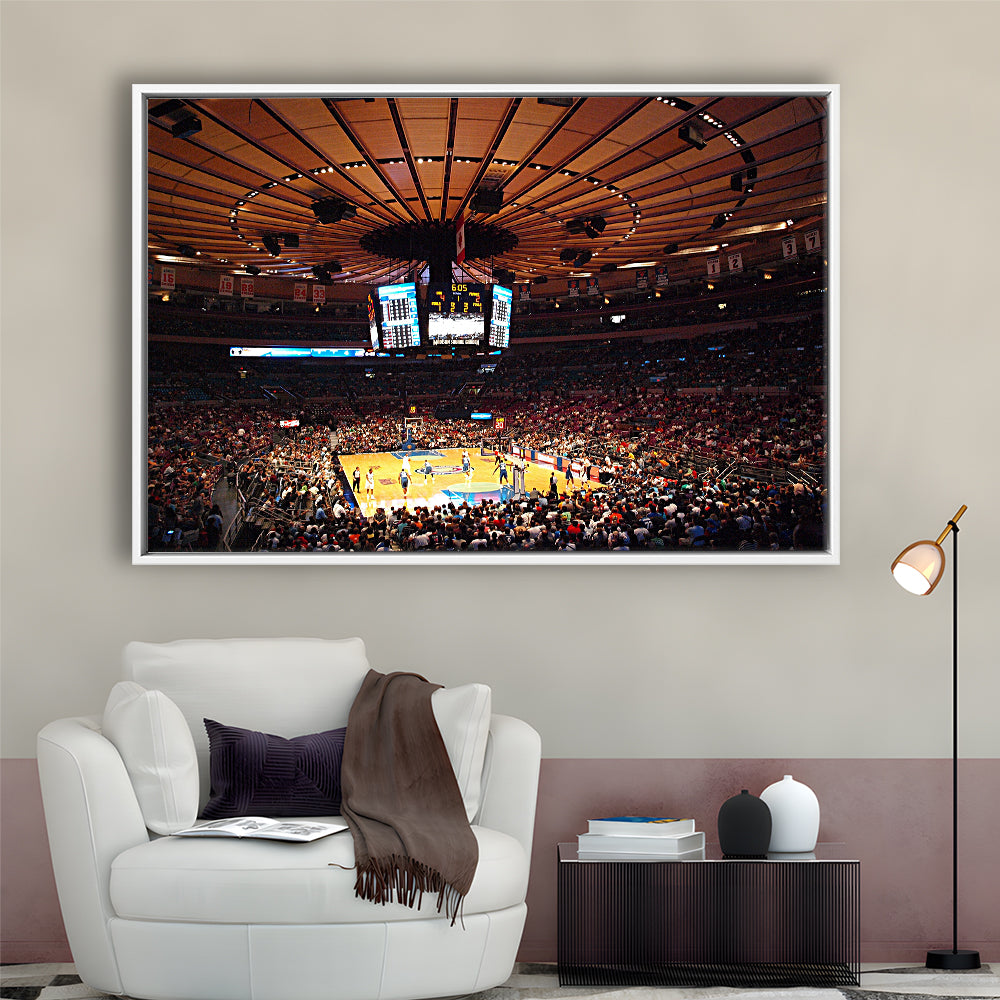 Madison Square Garden in New York, Stadium Canvas, Sport Art, Framed Canvas Print Wall Art, Floating Frame