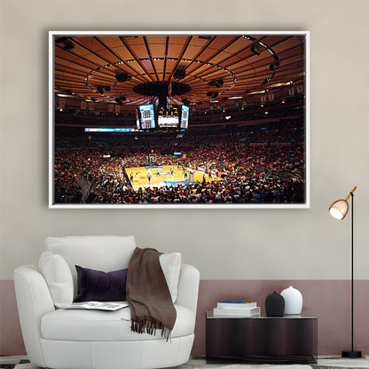 Madison Square Garden in New York, Stadium Canvas, Sport Art, Framed Canvas Print Wall Art, Floating Frame