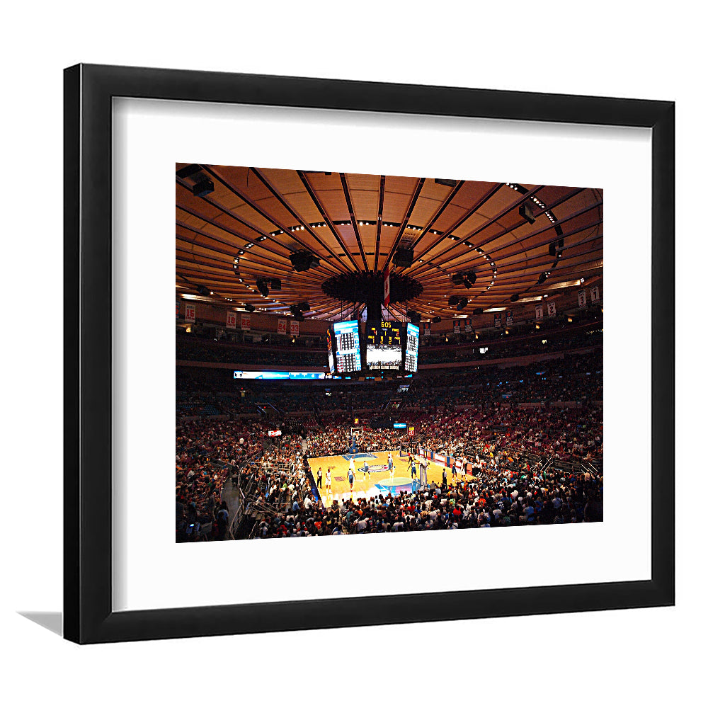 Madison Square Garden in New York, Stadium Canvas, Sport Art, Gift for him, White Border Framed Art Print Wall Decor