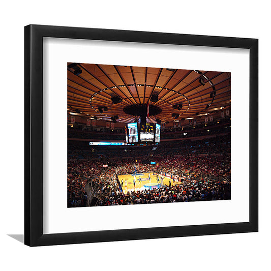 Madison Square Garden in New York, Stadium Canvas, Sport Art, Gift for him, White Border Framed Art Print Wall Decor