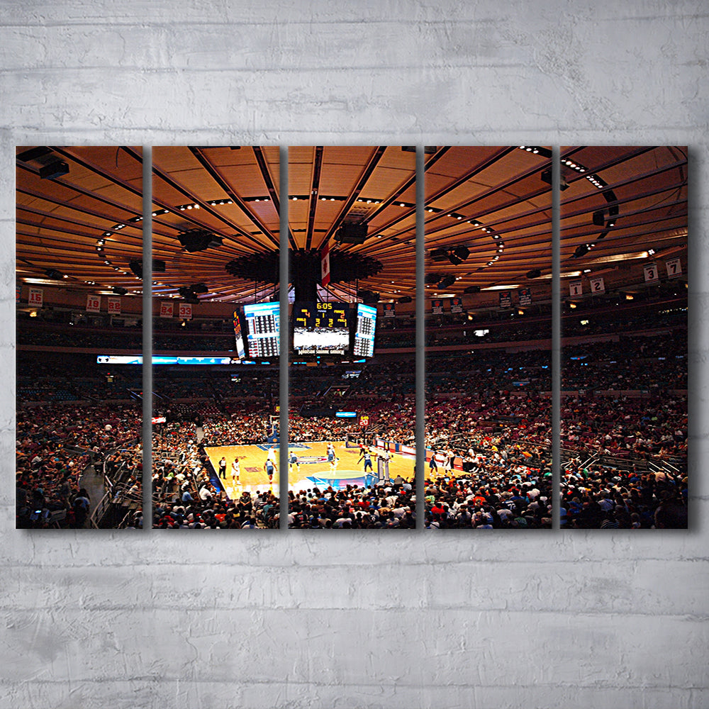 Madison Square Garden in New York, Stadium Canvas, Sport Art, 5 Panel B, Extra Large Canvas, Canvas Print Wall Art