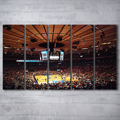 Madison Square Garden in New York, Stadium Canvas, Sport Art, 5 Panel B, Extra Large Canvas, Canvas Print Wall Art