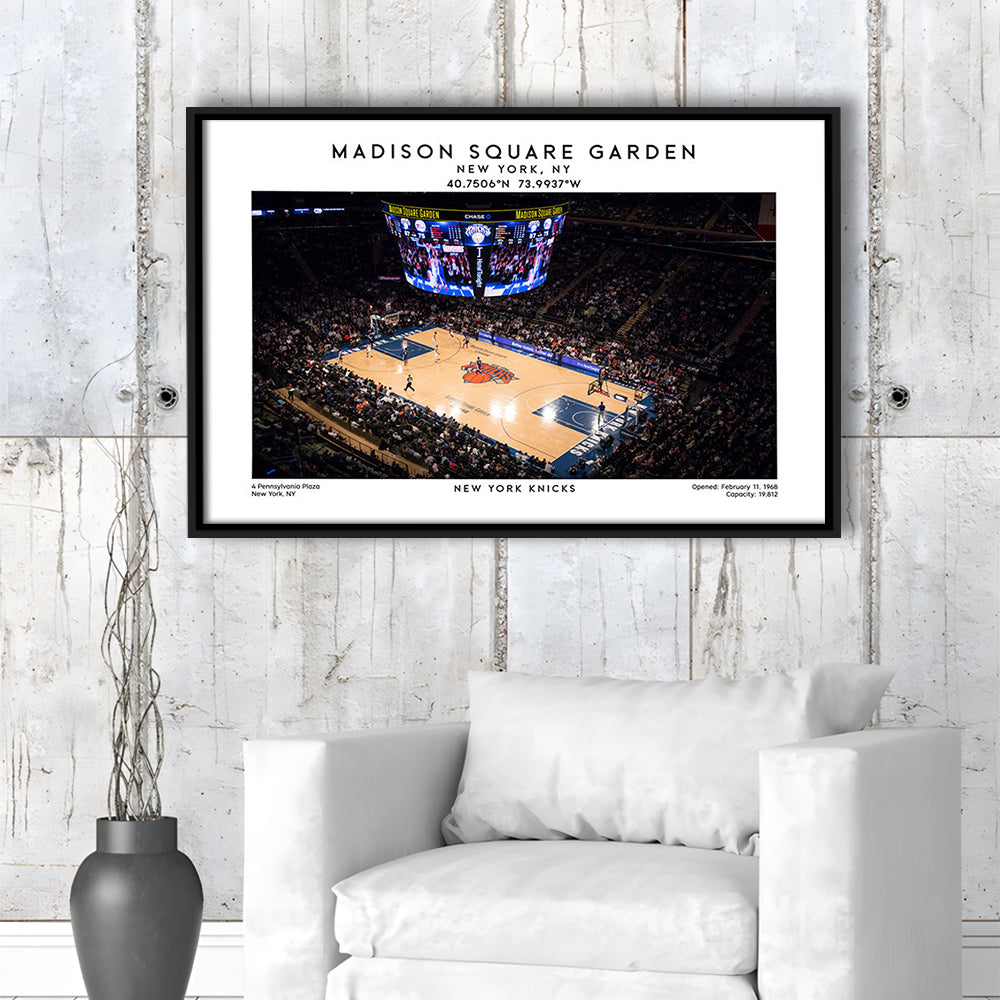 Madison Square Garden, NY Knicks Basketball Stadium Wall Art Print, Framed Canvas Print Wall Art