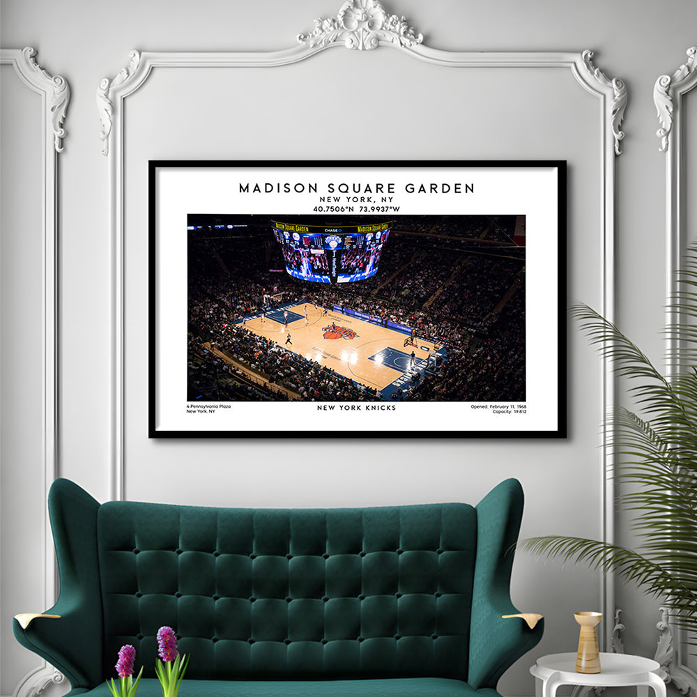 Madison Square Garden, NY Knicks Basketball Stadium Wall Art Print, Framed Art Print Wall Decor