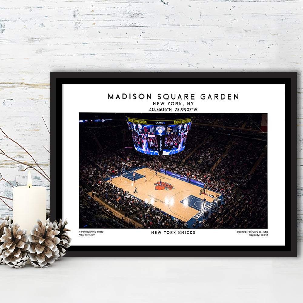 Madison Square Garden, NY Knicks Basketball Stadium Wall Art Print, Framed Canvas Print Wall Art