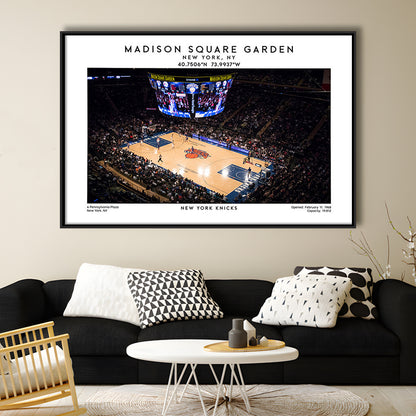 Madison Square Garden, NY Knicks Basketball Stadium Wall Art Print, Framed Canvas Print Wall Art