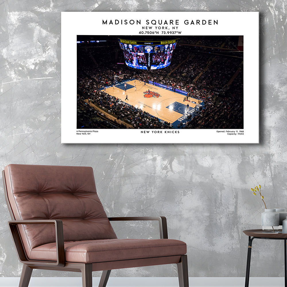 Madison Square Garden, NY Knicks Basketball Stadium Wall Art Print, Canvas Print Wall Art, Man Cave Gift