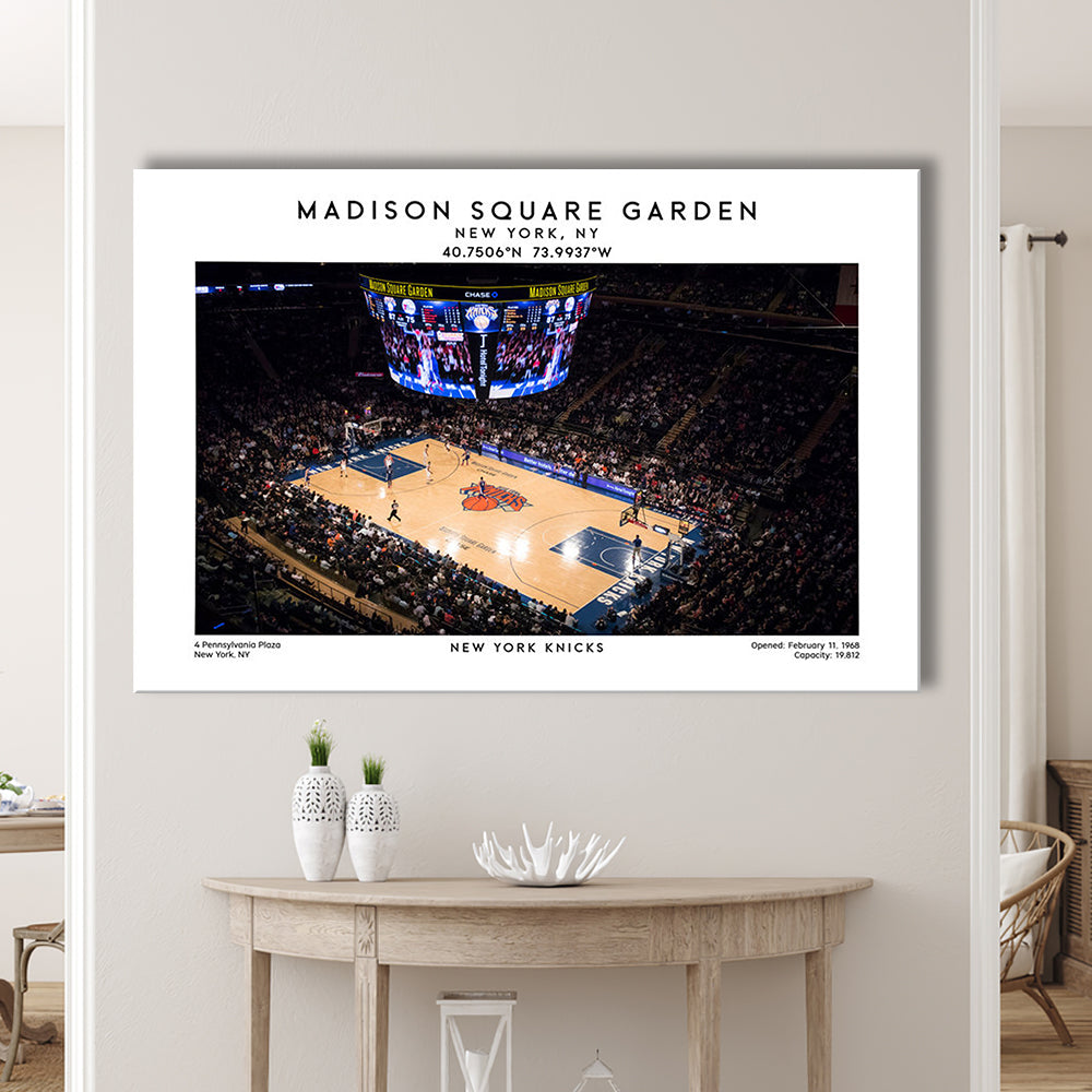 Madison Square Garden, NY Knicks Basketball Stadium Wall Art Print, Canvas Print Wall Art, Man Cave Gift