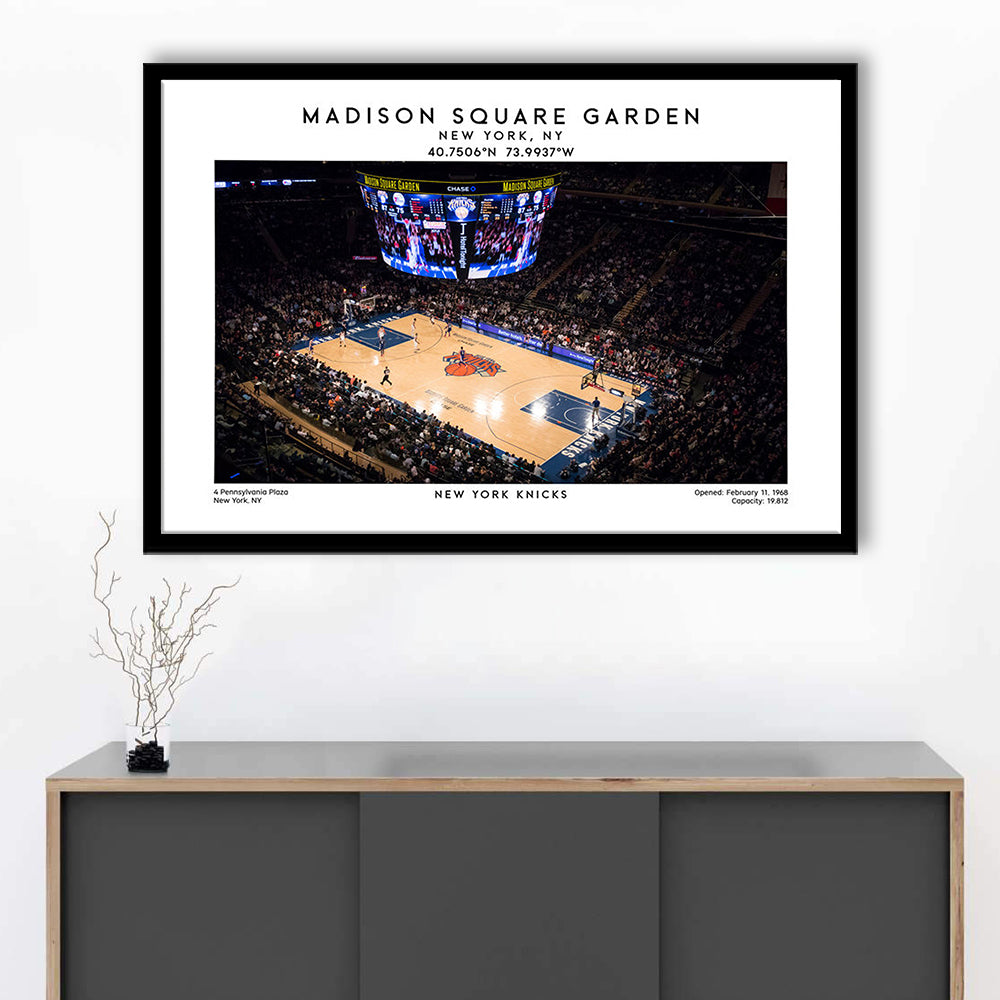 Madison Square Garden, NY Knicks Basketball Stadium Wall Art Print, Framed Art Print Wall Decor