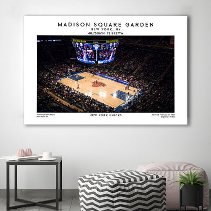 Madison Square Garden, NY Knicks Basketball Stadium Wall Art Print, Canvas Print Wall Art, Man Cave Gift