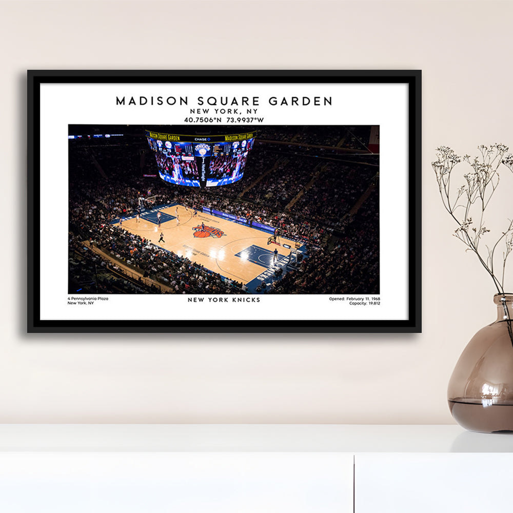 Madison Square Garden, NY Knicks Basketball Stadium Wall Art Print, Framed Canvas Print Wall Art