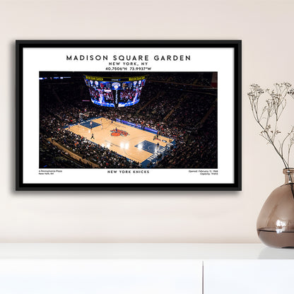Madison Square Garden, NY Knicks Basketball Stadium Wall Art Print, Framed Canvas Print Wall Art